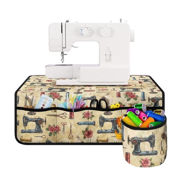 HELLHERO Sewing Machine Rose Design Sewing Machine Mat Fabric Polyester Waterproof Beautiful & Practical Fusion Sewing Machine Dust Cover for Travelling and Sewing Classes