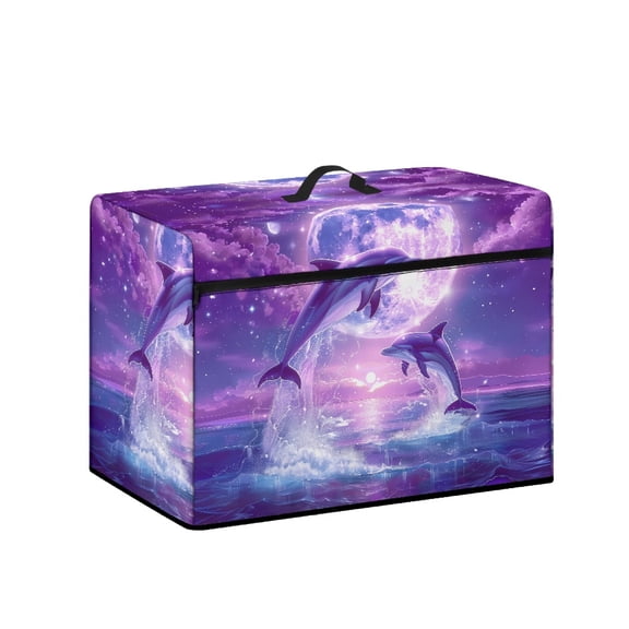 HELLHERO Sewing Machine Storage Cover and Carry Handle Dolphin Pattern Foldable Zipper Pockets Gifts for Housewife