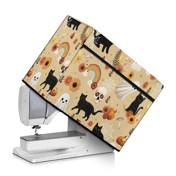 HELLHERO Sewing Machine Waterproof Cover 17.7x8.6x12.5 Inch Fits Most Sewing Machines Lightweight Halloween Carnival Scene