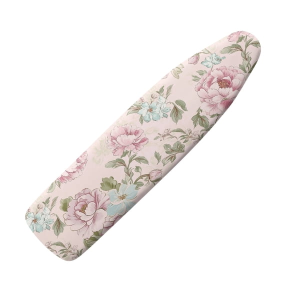 HELLHERO Shabby Chic Pink Peony and Blue Floral Ironing Board Cover, Pastel Watercolor Flower Print, Romantic Standard Replacement Pad