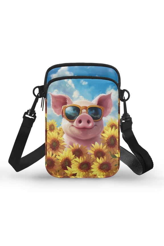 Shark Coral Pattern Polyester Adjustable Crossbody Bag Double Zipper Daily Commute or Casual Outings with Adjustable Strap
