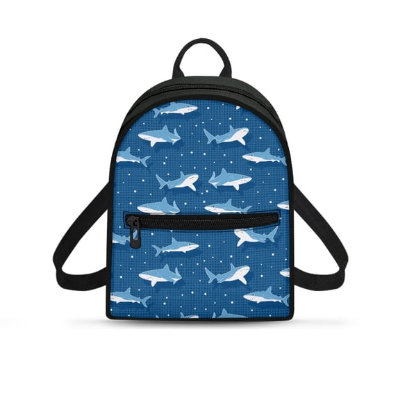 HELLHERO Shark Geometry Backpack Purse with Lightweight Zipper Pocket Crossbody Shoulder Bag for Vacation, Polyester Mini Polyester Backpacks for Travel