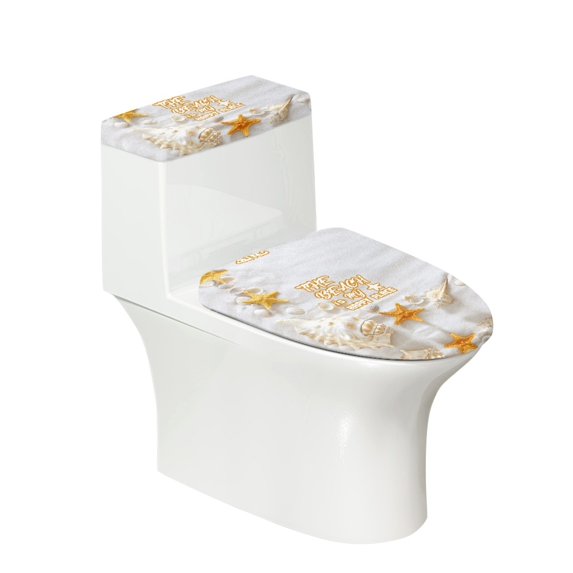 HELLHERO Shell Starfish Text Toilet Cover Set for Home 17"x21" 2 Piece Set