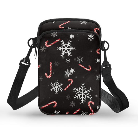 HELLHERO Shoulder Bag Polyester with Zipper Snowflake Candy Cane Pattern for Daily Commute or Casual Outings Men, Women