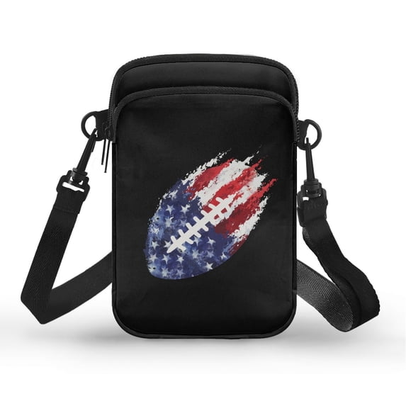 HELLHERO Shoulder Bags American Flag and Football Design 4.33x1.97x7.09 Double Layer Unisex for Outdoor Travel 2 Layers