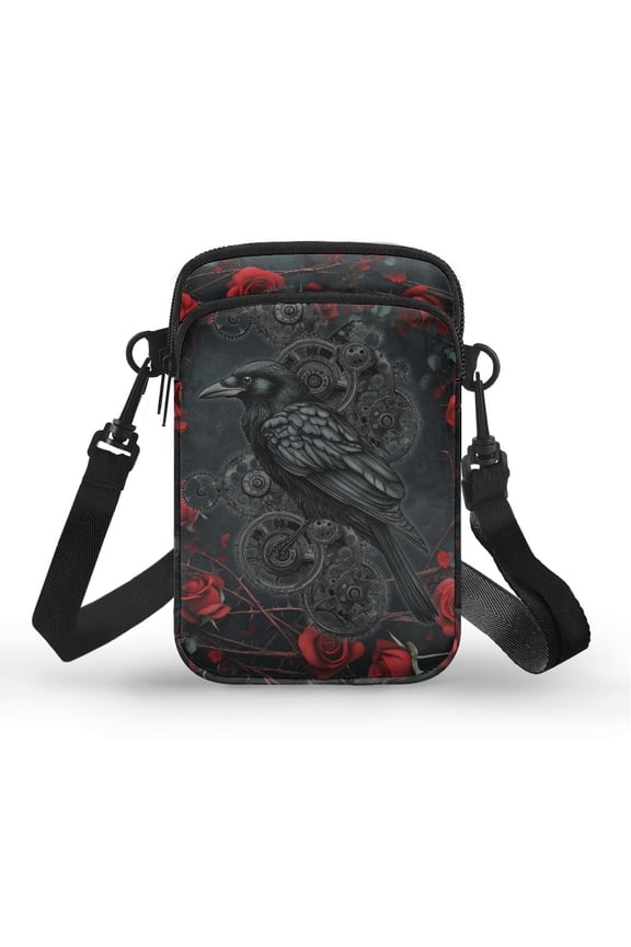 Shoulder Bags Steampunk Crow Gears Red Roses 4.33"x1.97"x7.09" with Shoulder Strap Unisex for Daily Commute or Casual Outings Leakproof