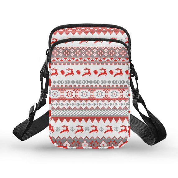 HELLHERO Shoulder Purse Polyester 2 Layers for Travel Daily Use Men, Women, Christmas Festive Geometry Reindeer