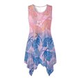 thumbnail image 1 of HELLHERO Side Pockets Ladies Irregular Hem Casual Dress, Monstera Pattern Sleeveless Sundress Polyester Crew Neck Asymmetric Hem Midi Dress Round Neck, 1 of 8
