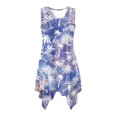 thumbnail image 1 of HELLHERO Side Pockets Ladies Irregular Hem Casual Dress, Tie Dye Palm Print Sleeveless Sundress Polyester Non-Fade Summer Sleeveless Dress Round Neck, 1 of 8