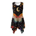 thumbnail image 1 of HELLHERO Side Pockets Sleeveless Sundress, Butterfly and Moon Pattern Summer Sleeveless Dress Polyester Irregular Hem Midi Dress Shape Stable, 1 of 8