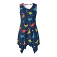 thumbnail image 1 of HELLHERO Side Pockets Sleeveless Sundress, Cute Dinosaur Stars Pattern Summer Sleeveless Dress Polyester Pleated Ladies Irregular Hem Casual Dress Round Neck, 1 of 8