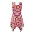 thumbnail image 1 of HELLHERO Side Pockets Sleeveless Sundress, Mandala Floral Pattern Summer Sleeveless Sundress Polyester Asymmetric Summer Sleeveless Dress Round Neck, 1 of 8