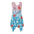 thumbnail image 1 of HELLHERO Side Pockets Sleeveless Sundress, Tropical Floral Print Summer Sleeveless Dress Premium Polyester Round Neck Asymmetric Hem Midi Dress Tank, 1 of 8