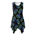 thumbnail image 1 of HELLHERO Side Pockets Summer Dresses, Blue Pineapple Sleeveless Dress Polyester Anti Wrinkle Asymmetric Hem Midi Dress Round Neck, 1 of 8