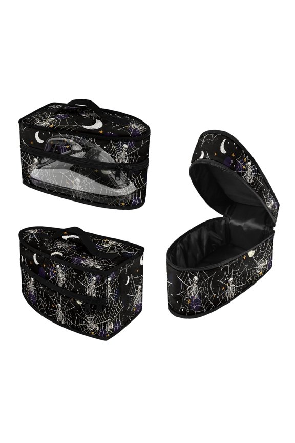 Skeleton Spiderweb Steam Iron Storage Case 11.8x6.69x5.5 Inches with Zipper Closure Handheld, Bag Only