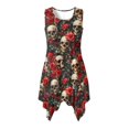 thumbnail image 1 of HELLHERO Skull And Red Roses Pattern Ladies Round Neck Sleeveless Dress, Side Pockets Sundress Asymmetric Irregular Hem Sleeveless Sundress for Vacation Holiday, 1 of 8