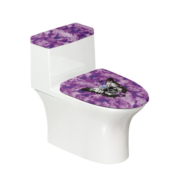 HELLHERO Skull and Butterfly Design Comfortable and Practical for Household Stretch Toilet Seat Cover Adjustable Soft Non-Slip