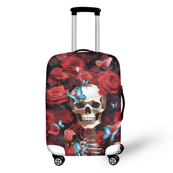 HELLHERO Skull and Butterfly Pattern Suitcase Cover for Friends, Polyester Spandex Wear Resistant Anti Aging Travel Accessories All Size