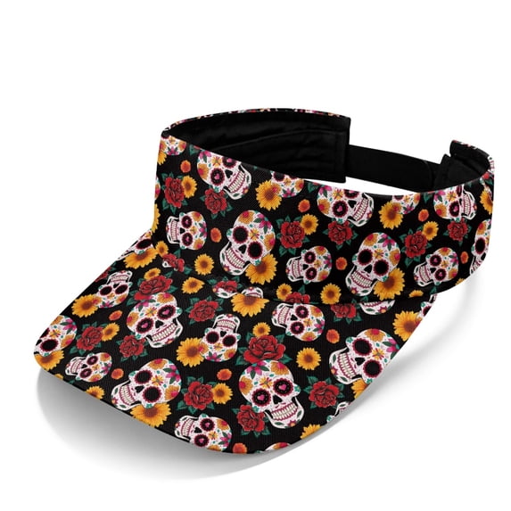 HELLHERO Skull and Floral Design UV Protection Sun Visor Cap for Tennis ...