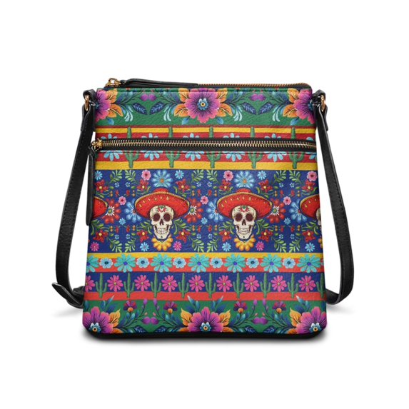 HELLHERO SkullSkull Crossbody Purse, Adjustable Shoulder Strap Shoulder Bag PU Leather Durable Purse Satchel for Daily Use Work