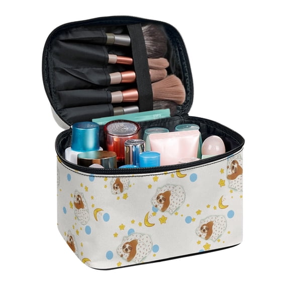 HELLHERO Sleepy Sloth Stars Large Capacity Travel Cosmetic Bag Daily Multi-Purpose Travel Makeup Organizer Adult