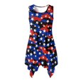 thumbnail image 1 of HELLHERO Sleeveless Midi Dress, Stars Stripes Side Pockets Ladies Irregular Hem Casual Dress, Round Neck Non Deform Sleeveless Sundress for Vacation Coffee Dates, 1 of 8