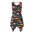 thumbnail image 1 of HELLHERO Sleeveless Round Neck Sundress, Colorful Fish Pattern Irregular Hem Ladies Irregular Hem Casual Dress, Side Pockets Summer Sleeveless Dress for Party, 1 of 8