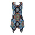 thumbnail image 1 of HELLHERO Sleeveless Sleeveless Sundress, Floral Medallion Pattern Summer Sleeveless Dress Polyester Crew Neck Ladies Irregular Hem Casual Dress Side Pockets, 1 of 8