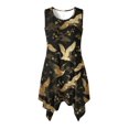 thumbnail image 1 of HELLHERO Sleeveless Sundress, Golden Cran Pine Floral Side Pockets Summer Sleeveless Dress, Asymmetric Irregular Hem Ladies Irregular Hem Casual Dress for Party, 1 of 8