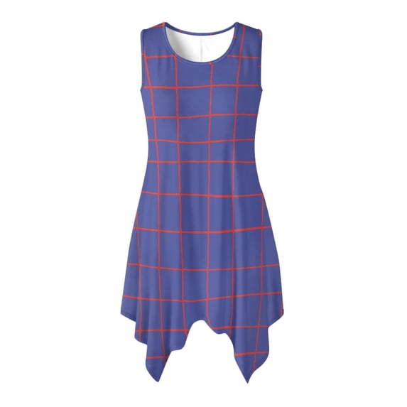 HELLHERO Sleeveless Sundress with Side Pockets, Asymmetric Irregular Hem Midi Dress for Daily Wear and Holiday Party