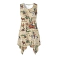 thumbnail image 1 of HELLHERO Sleeveless Sundress with Western Print, Asymmetric Pleated Midi Dress for Women Casual Travel and Picnic Trips, 1 of 8