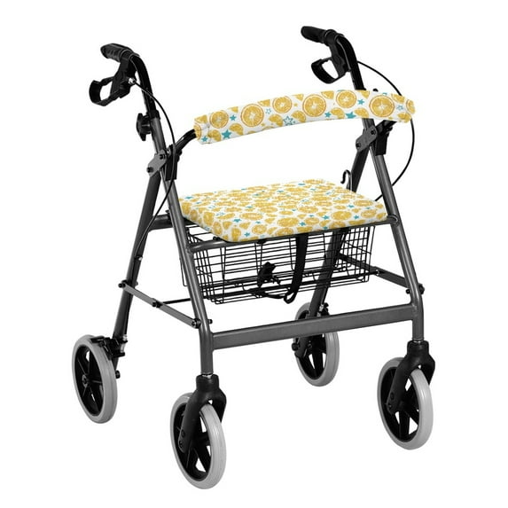 HELLHERO Sliced Oranges Seat and Backrest Covers Rollator Walker Cover Reusable for Seniors Stretchable Material Easy Install for Machine Washable for Elder