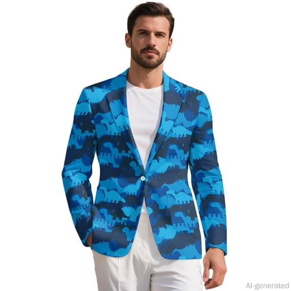 HELLHERO Slim Fit Men's Suit Jacket for Prom Casual, Polyester Single Breasted Business Casual Suit with Lightweight