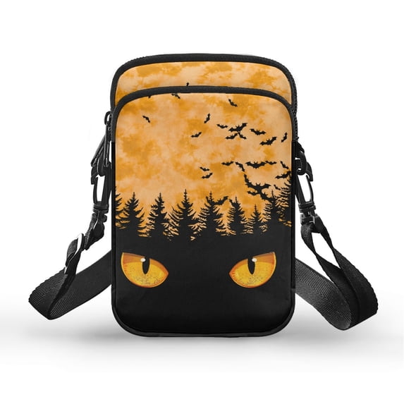 HELLHERO Sling Bag for Unisex Casual Use Haunted House Night Adjustable Shoulder Strap Crossbody Bag Double Layer