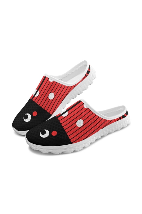 Slip On Mesh Slip On Clogs for Beach Vacation Outdoor, Ladybug Pattern Lightweight Mesh Slip On Shoes with No Lace