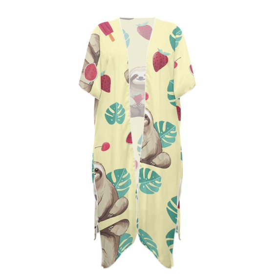 HELLHERO Sloths Bathing Suit Cover Up Polyester Lightweight Free Size Swimwear Coverup for Women