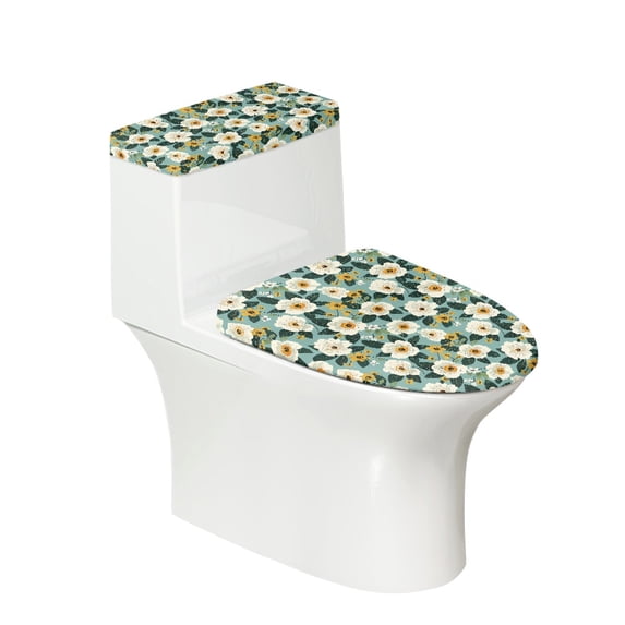 HELLHERO Small Floral Pattern Fashion for Household Elastic Edge Toilet Cover Universal Elastic Bottom Easy to Install