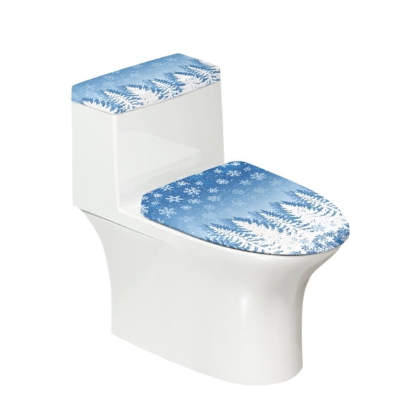 HELLHERO Snowflake Pattern Design Cozy Polyester Fabric Toilet Top Cover, Soft, Fits All Toilet Shapes 17x21 Inches Elastic Edge, Washable and Reusable