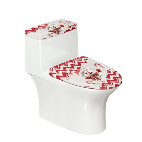 HELLHERO Snowman Candy Adjustable Dustproof 2 Pieces with Elastic Bottom Toilet Seat Lid Cover Reusable