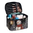 thumbnail image 1 of HELLHERO Snowman Lantern Night Makeup Bag Organizer Travel Make Up Organizer With Brush Storage Wide-open Double Zipper for Women Men, 1 of 6