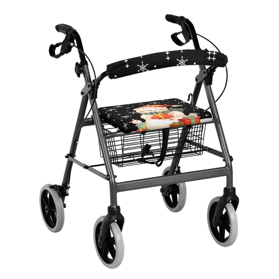 HELLHERO Snowman Rollator Walker Seat and Backrest Rollbar Covers Set Rollator Walker Seat Back Cover for Suitable for Parks and Parks