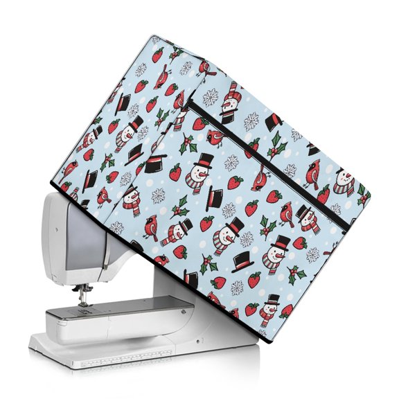 HELLHERO Snowman Strawberry Sewing Machine Cover with Handle Pocket Easy Storage Protective Cover