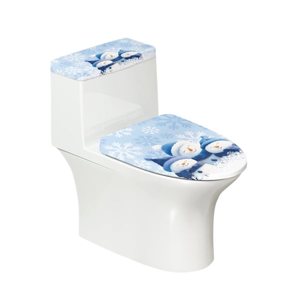 HELLHERO Snowman Trio Bathroom Seat Covers, Machine Washable Stretch Fit Polyester Toilet Seat Covers