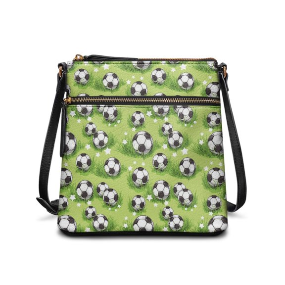 HELLHERO Soccer Ball Grass Design Handbag Satchel Bag, Waterproof Water-Resistant Sling Bag Durable for Daily Use Work