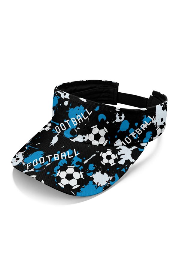 Soccer Ink Splash Pattern Sun Visor Hat for Women, Polyester Fabric Lightweight Adjustable Strap Sun Visor Cap for Beach Tennis Golf