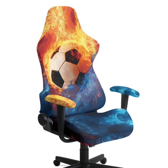 HELLHERO Soccer Water Fire Stretchable Gaming Chair Covers with Armrest Covers for Office Studies, Universal Removable 4 Pcs Game Chair Cover with Armchair Slipcovers