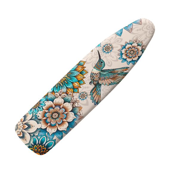 HELLHERO Soft Ironing Board Cover, Datura Hummingbird Ironing Board Cover, Non Stick Scorch and Stain Resistant Standard Size 15x54 Inch with Elastic Edges