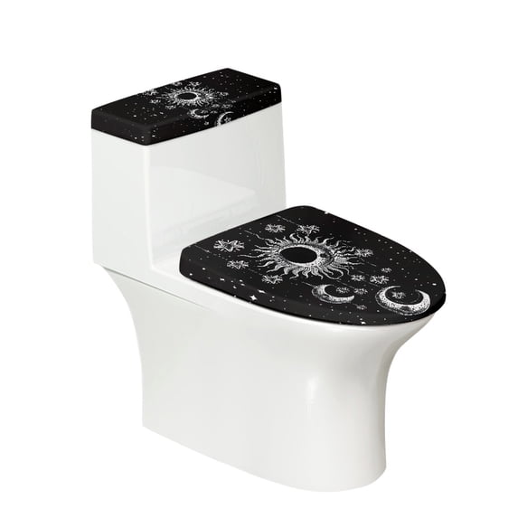HELLHERO Space Toilet Cover Set 17x21 Inches Elastic Edge Stretchy Fabric for Gift