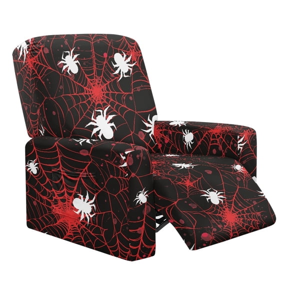 HELLHERO Spider Print Recliner Stretch Sofa Slipcover Spider Web Print Recliner Couch Covers That Stay in Place Reclining Slipcover Single Seat for Home Decor