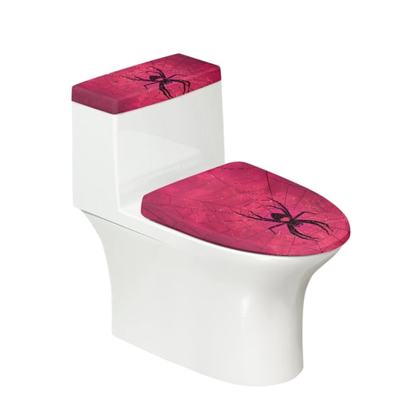 HELLHERO Spider Web Cozy Polyester Fabric Toilet Seat Covers Set Fits All Toilet Shapes Comfortable and Practical Bathroom Toilet Cover Set Elastic Bottom for Indoor Home
